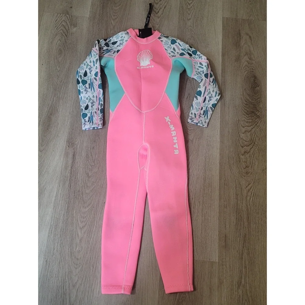 Dive & Sail X-Manta Girls Wetsuit Size XL Pink Floral Sleeves Surfing Diving